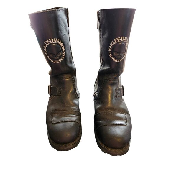 HARLEY DAVIDSON Men's Riding Leather Side Zip Boots Size 8.5 No. 98302 - Picture 2 of 7